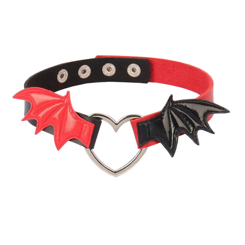 Gothic Bat Wing Heart Choker Necklace