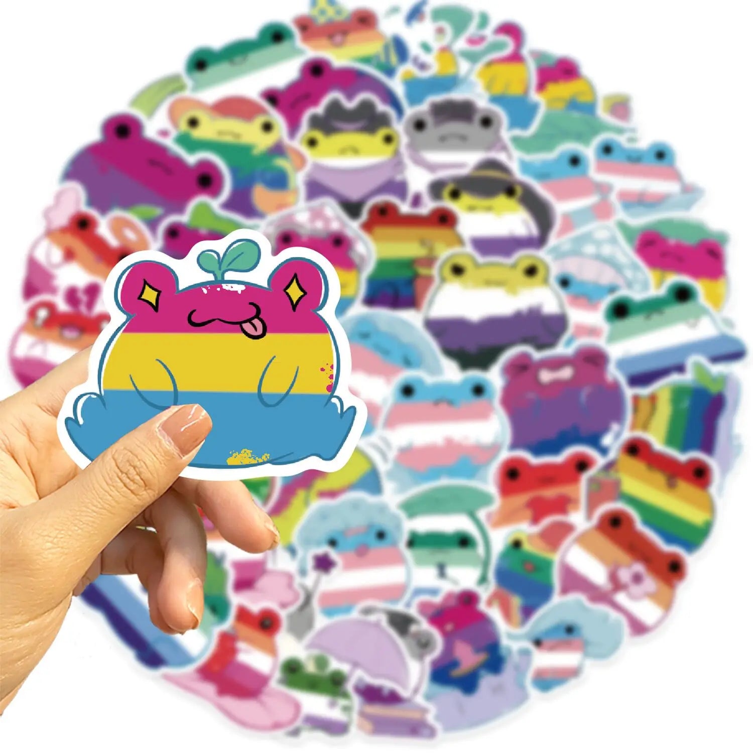 Lucky Dip Collection Of 100 Random Rainbow Frog Pride Stickers!