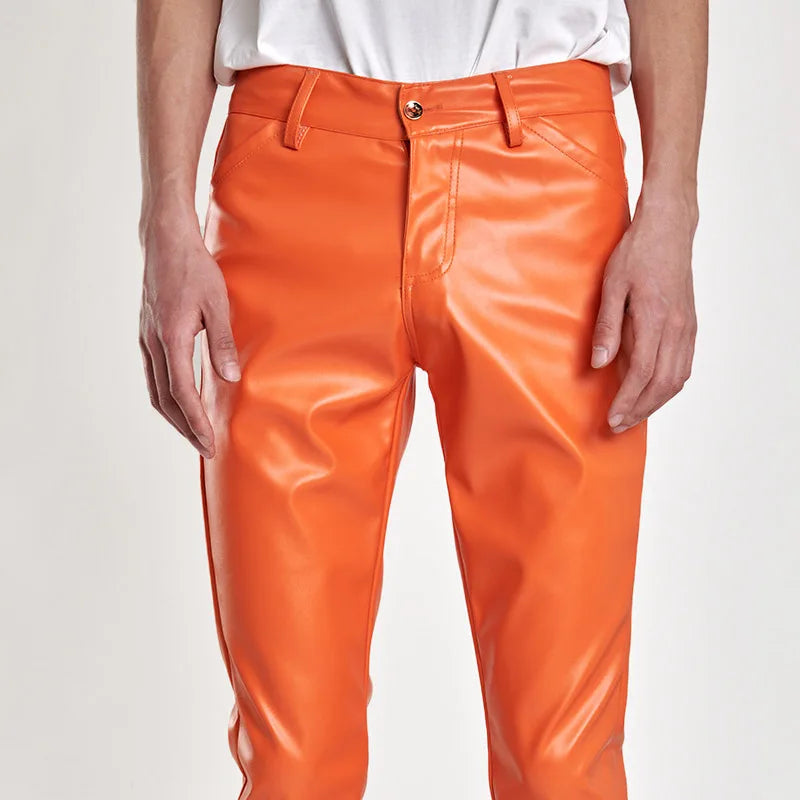 Elastic Tight Men's PU Leather Pants