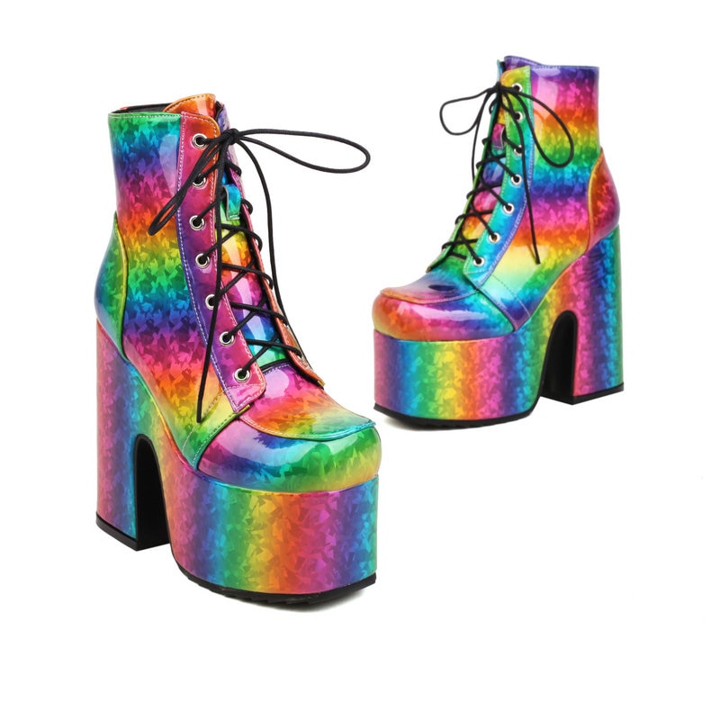 Chic Rainbow Platform Heels