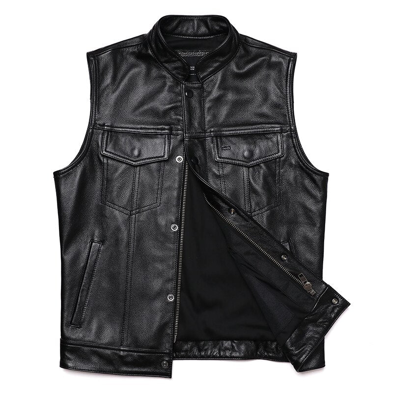 100% Genuine Leather Vintage Look Biker Vest