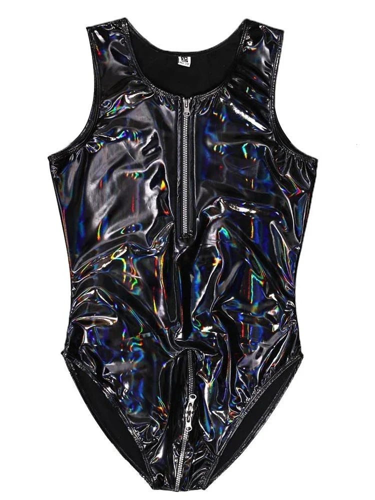 Men's Sexy Latex Corset Bodysuit Outfit