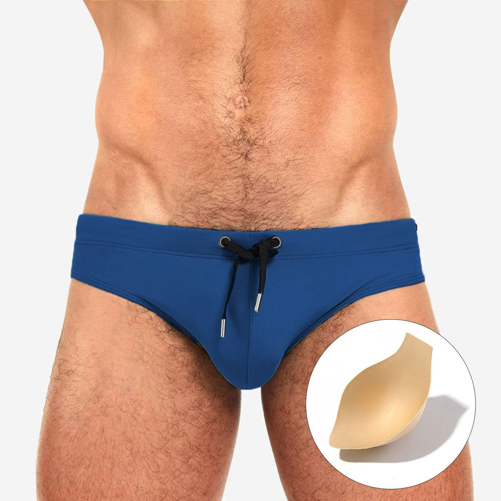 Solid Color Swim Briefs for Men