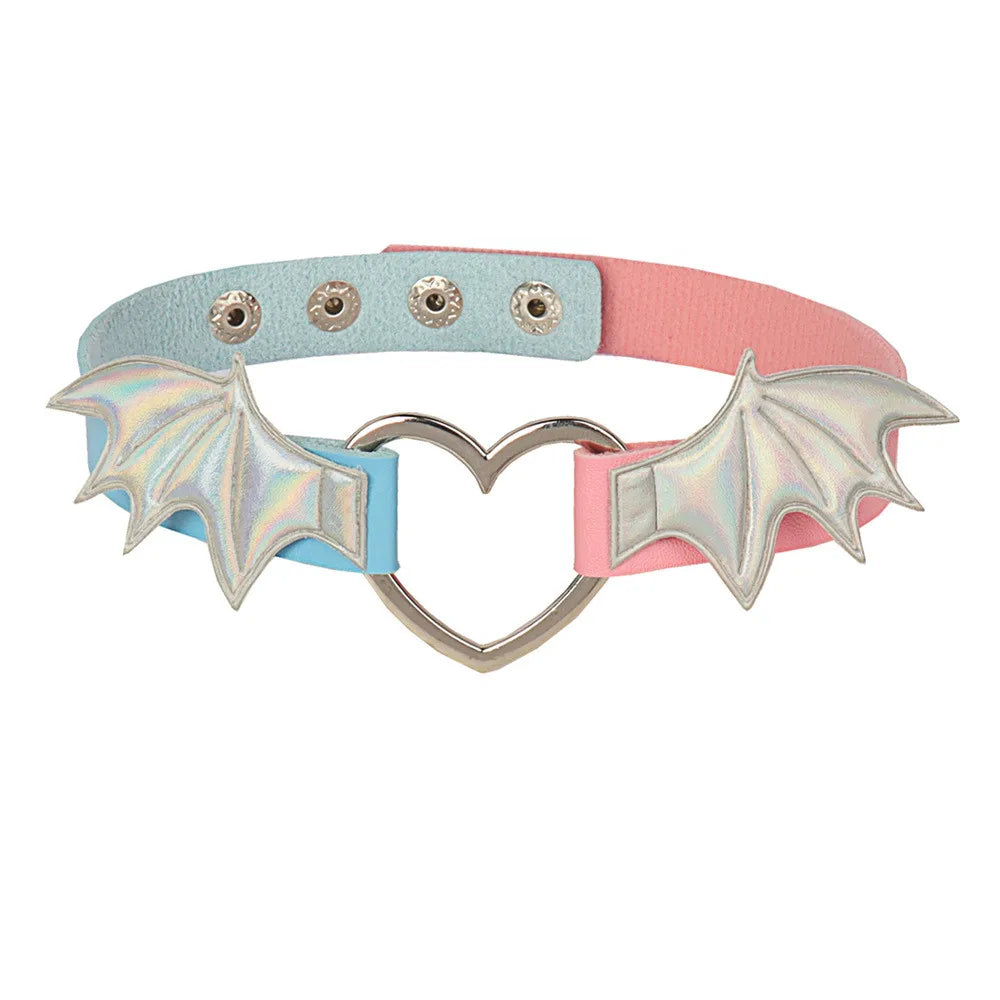 Gothic Bat Wing Heart Choker Necklace