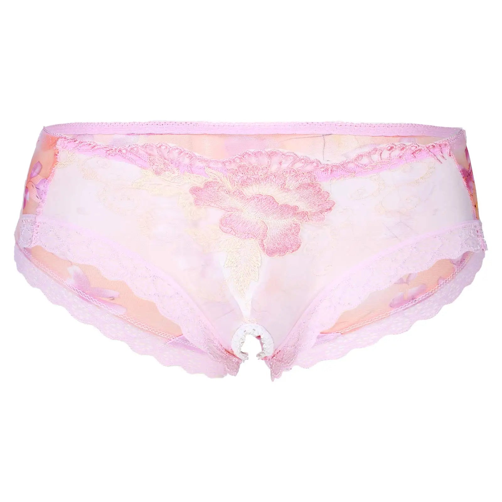 Men's Low Rise Flower Lace Mesh Boxer Briefs