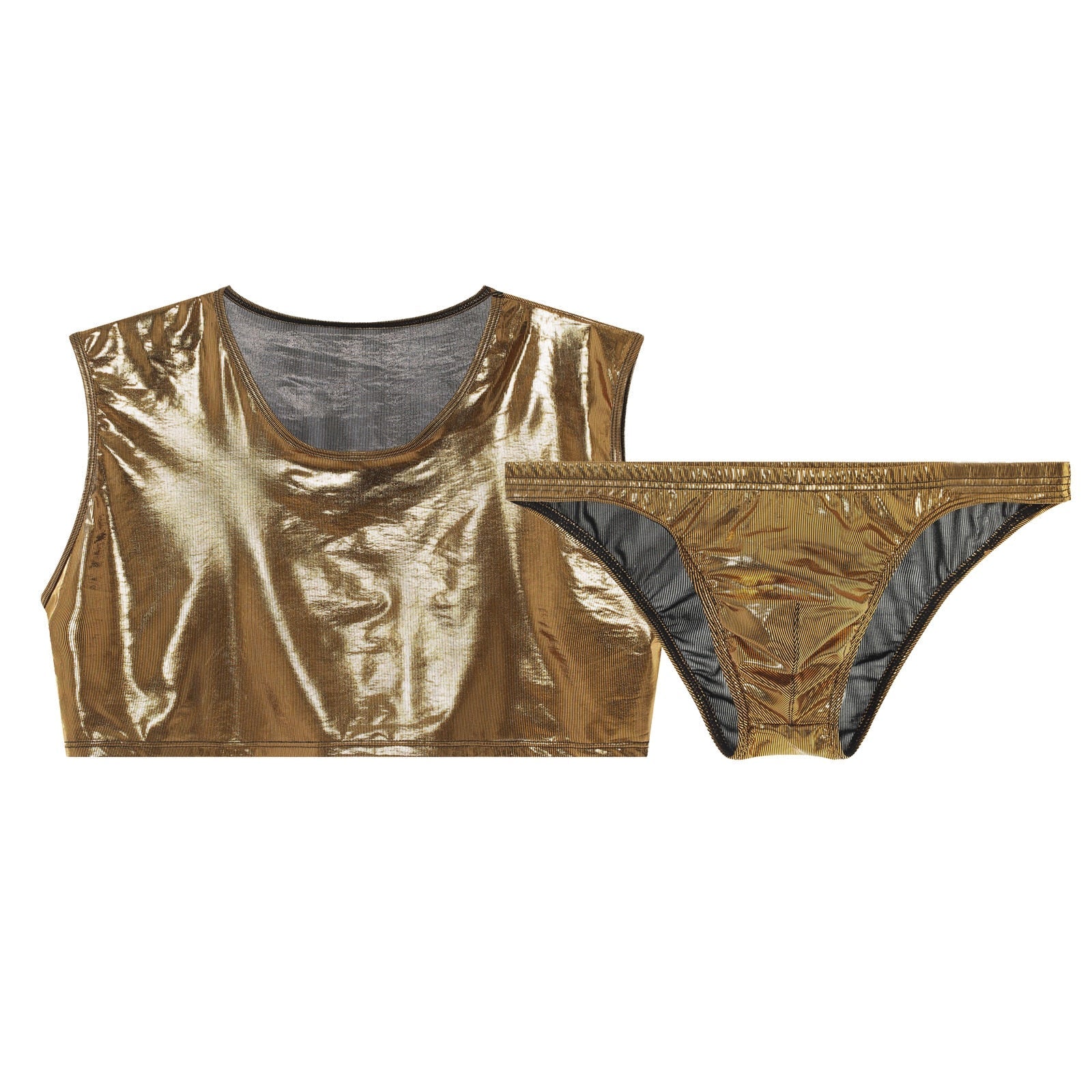 Shimmering Stage Star Sleeveless Crop Top & Briefs (2-Piece Set)