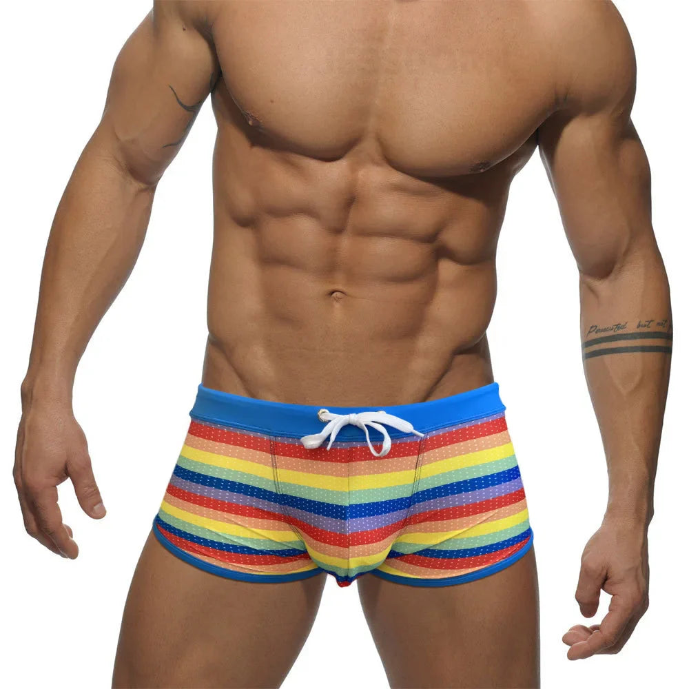 Rainbow Square Cut Swim Trunks