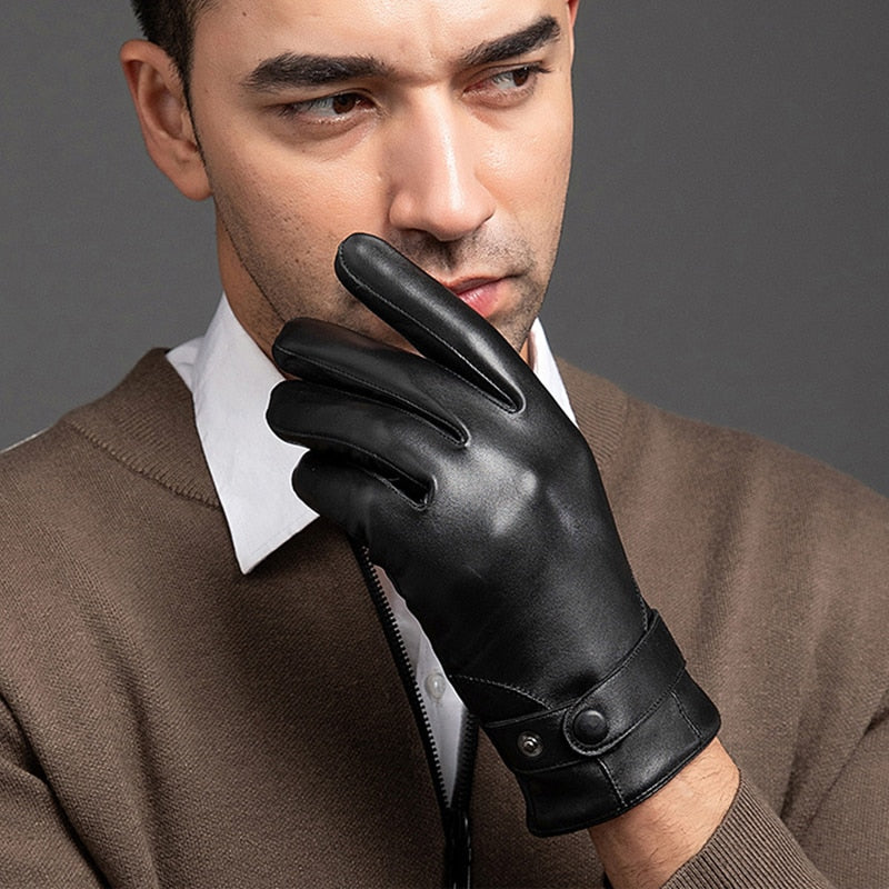Sexy Men's Sheepskin Leather Gloves
