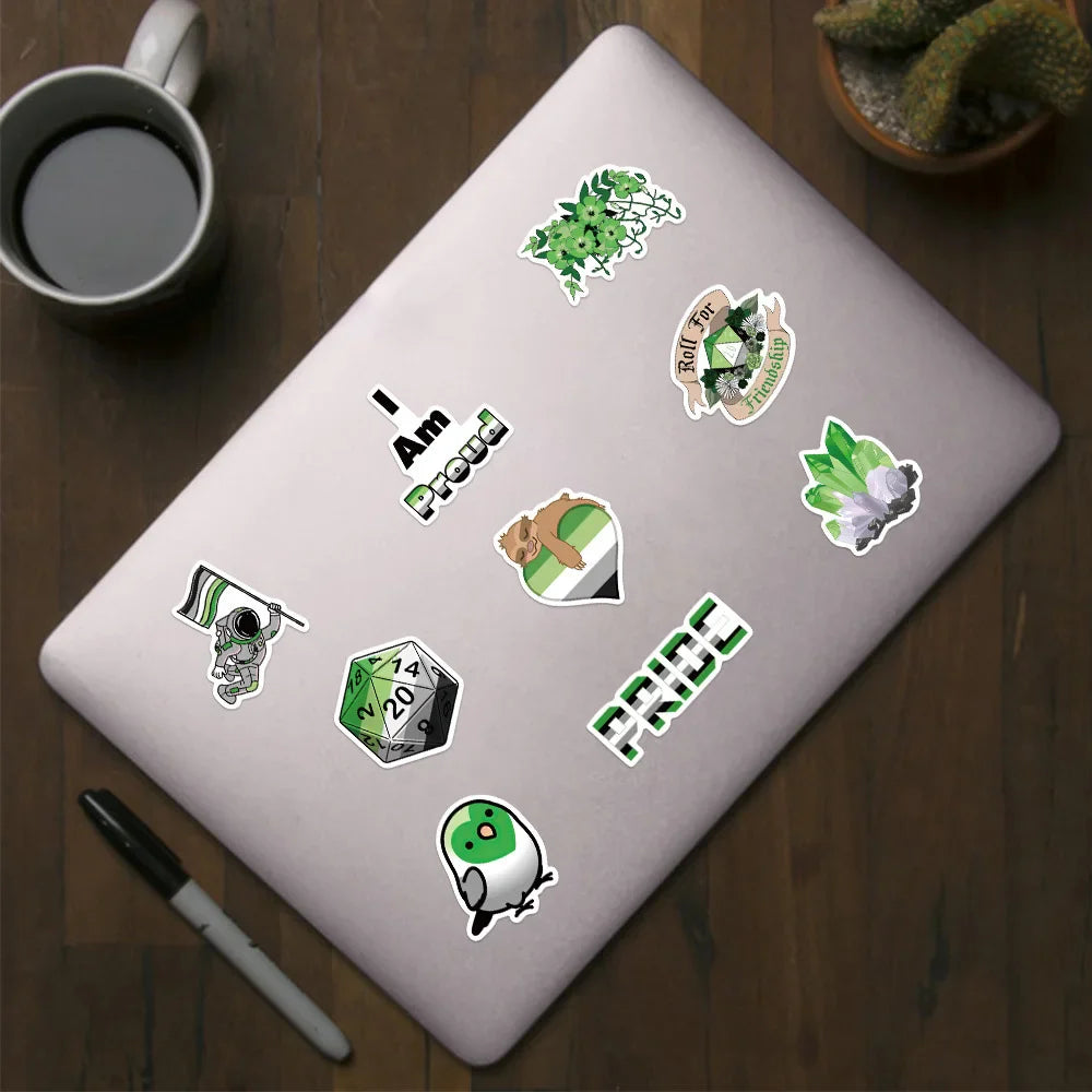 Lucky Dip Collection Of 100 Random Aromatic Pride Stickers!