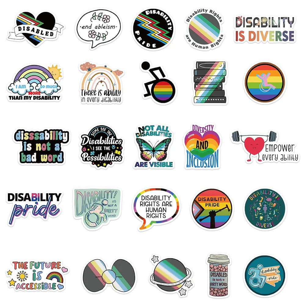 Lucky Dip Collection Of 100 Random  Disability Pride Stickers!