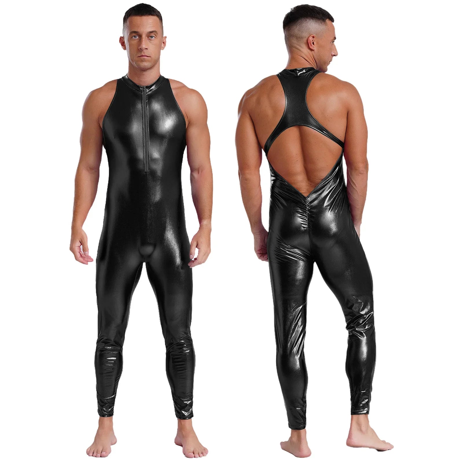 Power Pose Metallic Disco Men's Bodysuit
