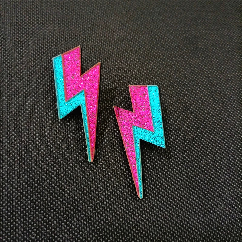 Glitter Lightning Acrylic Stud Earrings