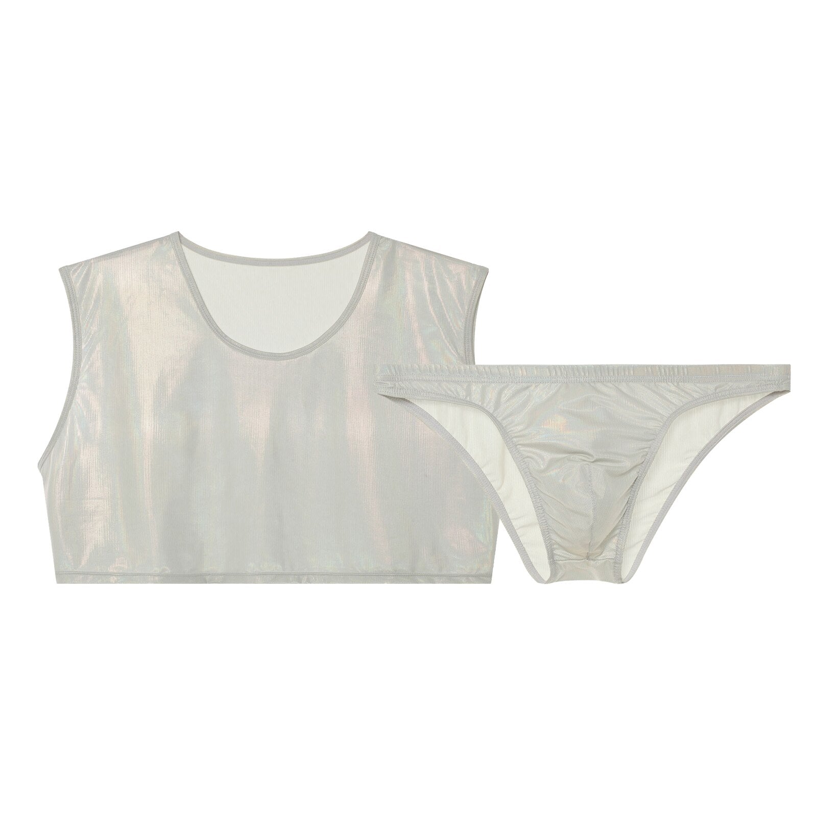 Shimmering Stage Star Sleeveless Crop Top & Briefs (2-Piece Set)