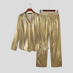 Shiny Streetwear Set (Long Sleeve T-Shirt + Pants)