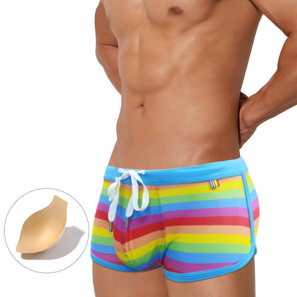 Rainbow Pride Drawstring Swim Trunks