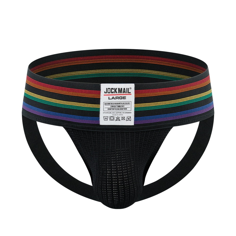 JOCKMAIL Rainbow Wide Waistband Athletic Jockstrap