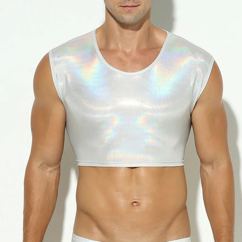 Shimmering Stage Star Sleeveless Crop Top & Briefs (2-Piece Set)
