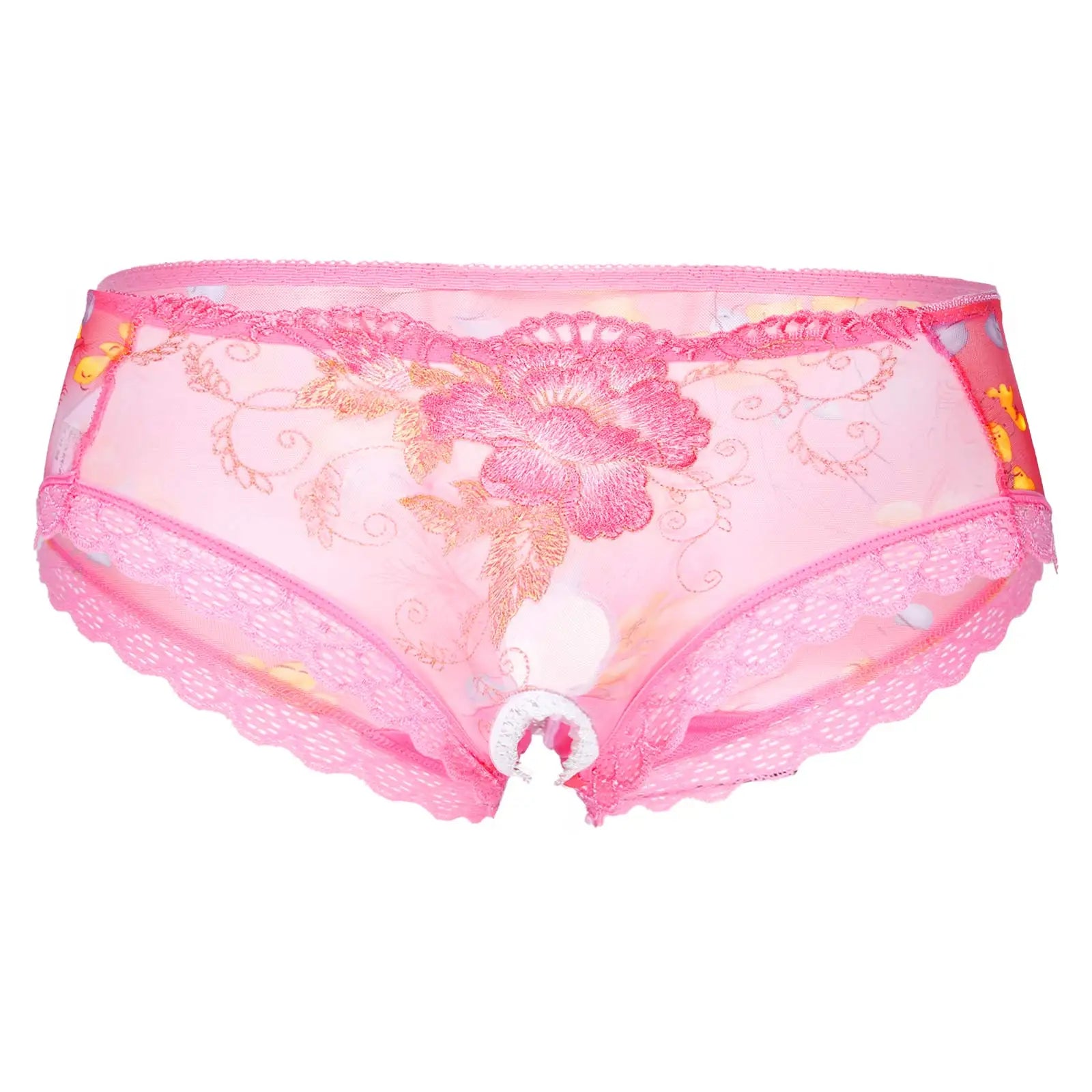 Men's Low Rise Flower Lace Mesh Boxer Briefs