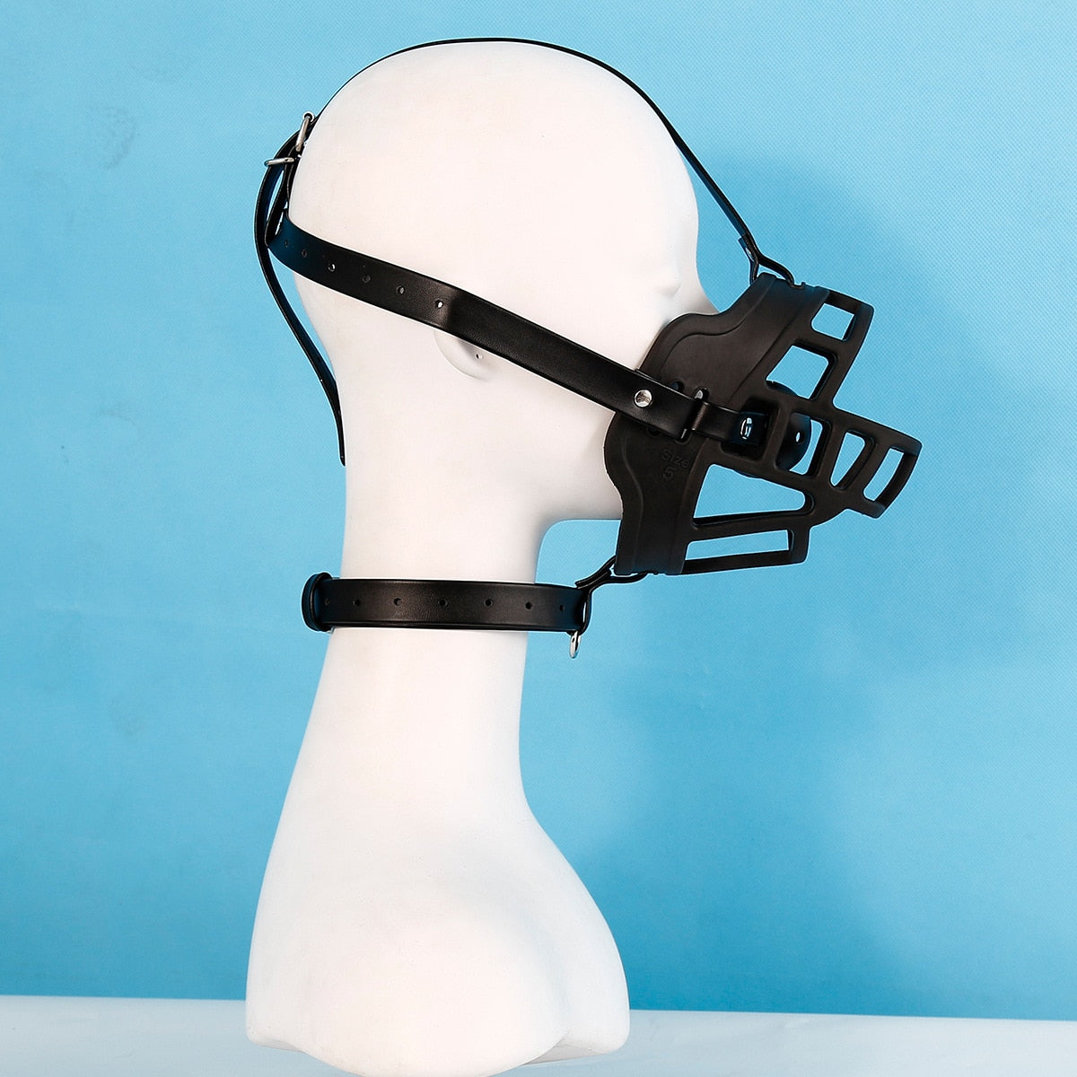 Half Face Slave Mask with Gag Ball Muzzle