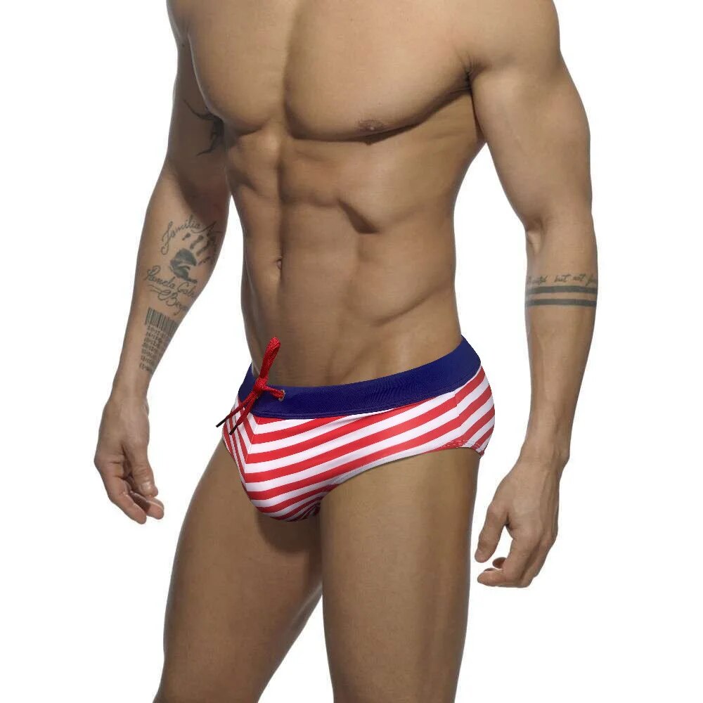 Striped Bowtie Swim Briefs