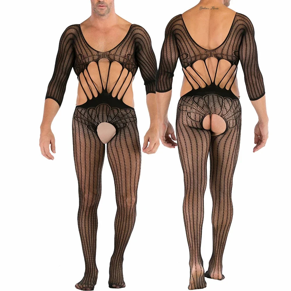 Hollow Temptation Men's Fishnet Pantyhose