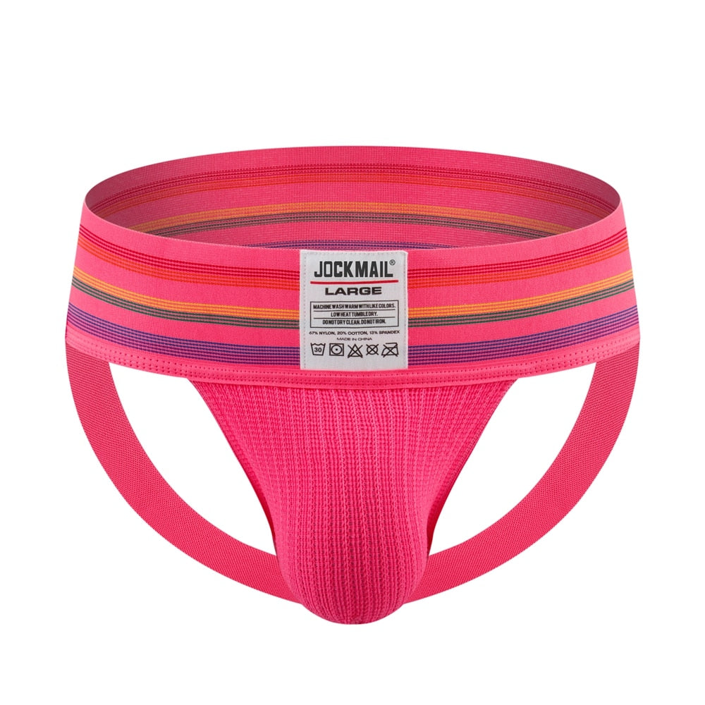 JOCKMAIL Rainbow Wide Waistband Athletic Jockstrap