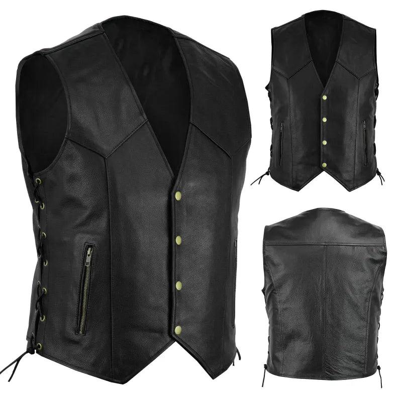 Lace-Up Leather Tank Top