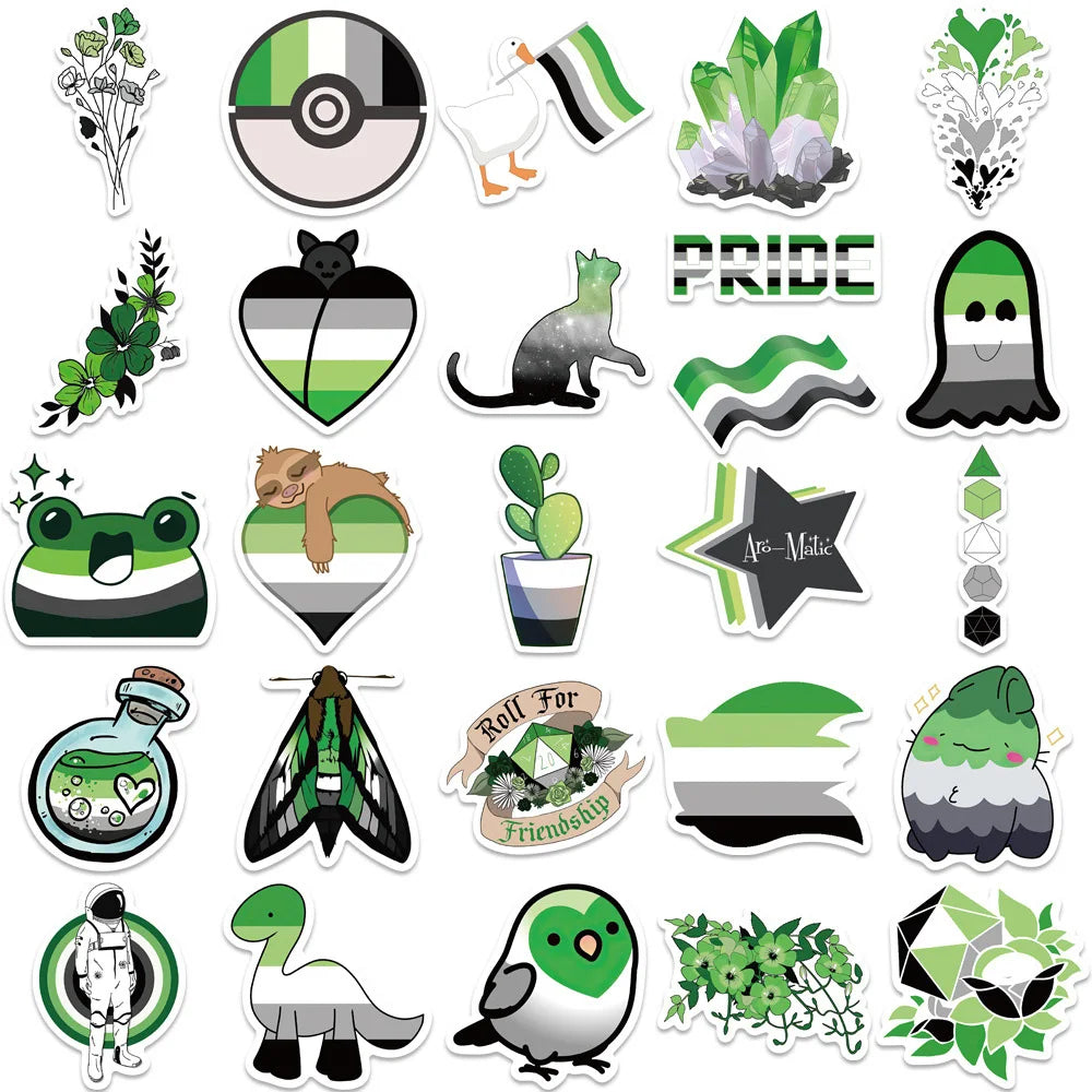 Lucky Dip Collection Of 100 Random Aromatic Pride Stickers!