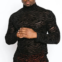 Jungle Night Sheer Turtleneck Long Sleeve T-shirt