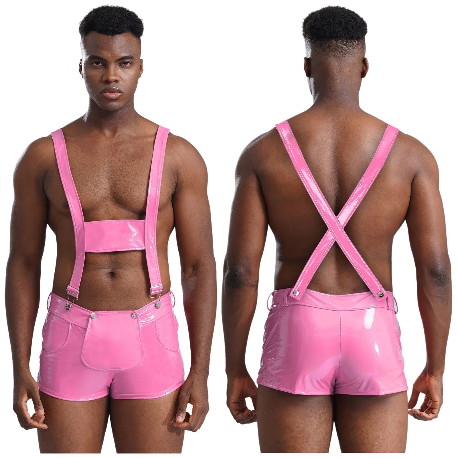 Suspender Glam One-Piece Men's Bodysuit