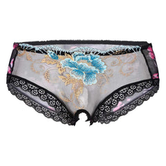 Men's Low Rise Flower Lace Mesh Boxer Briefs