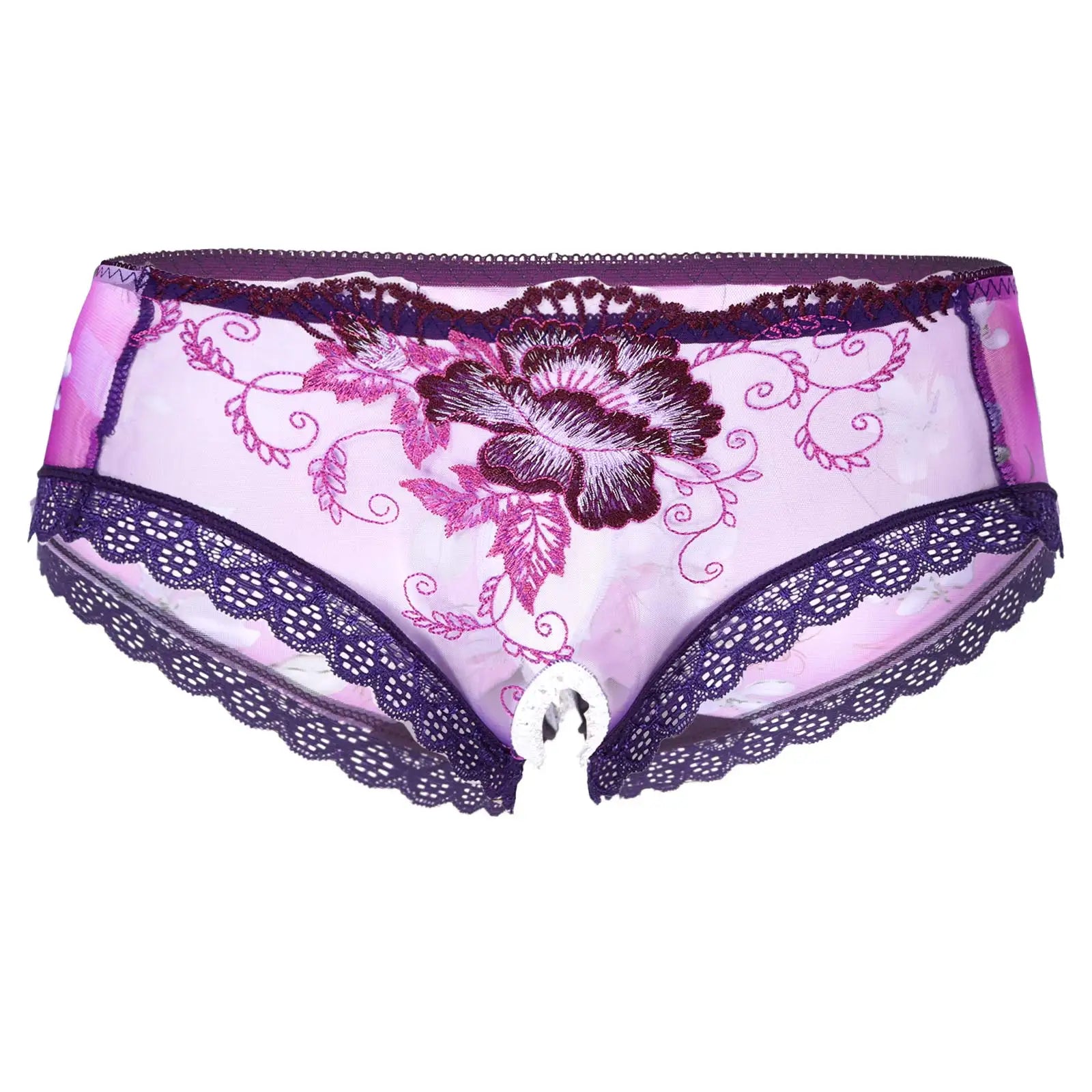 Men's Low Rise Flower Lace Mesh Boxer Briefs