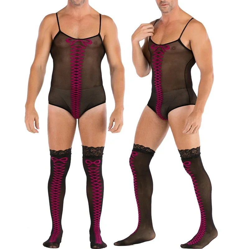 Hollow Temptation Men's Fishnet Pantyhose