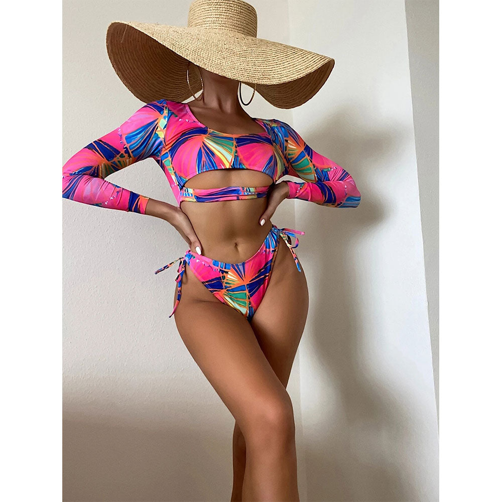 Funky Rash Guard Long Sleeve Bikini Set