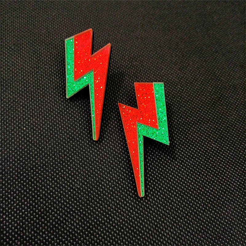 Glitter Lightning Acrylic Stud Earrings