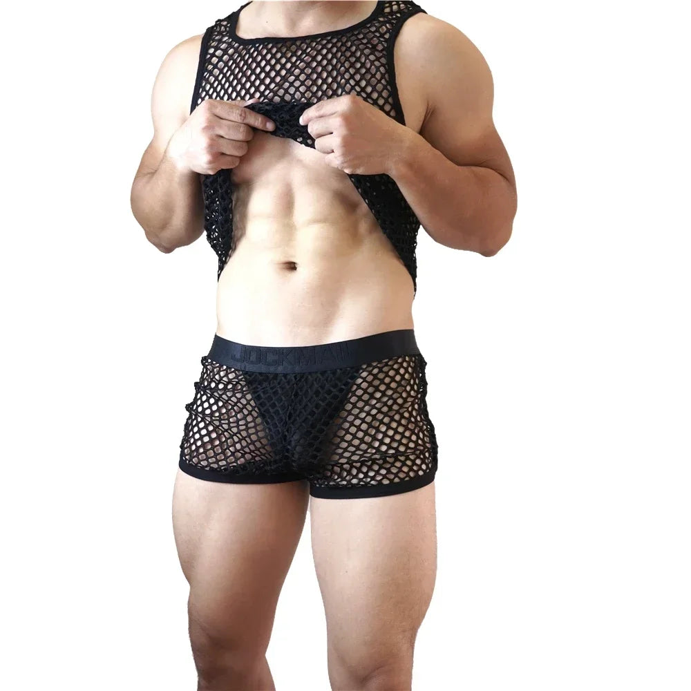Jockmail Mesh Divinity Tank Top + Shorts Outfit Set