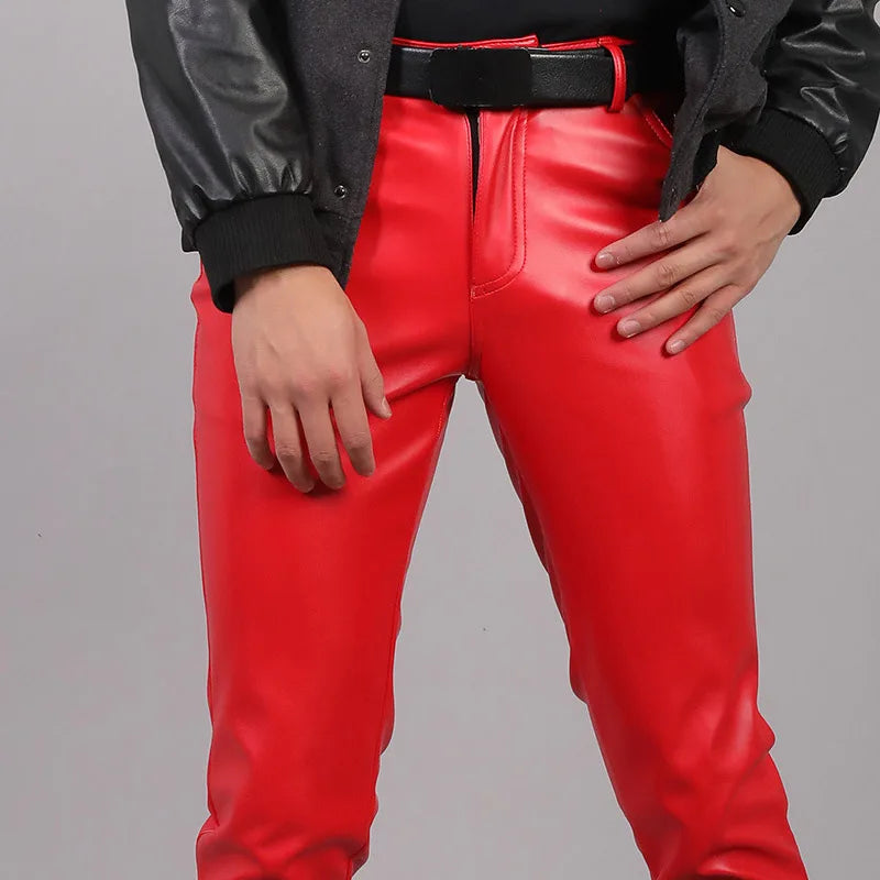 Elastic Tight Men's PU Leather Pants
