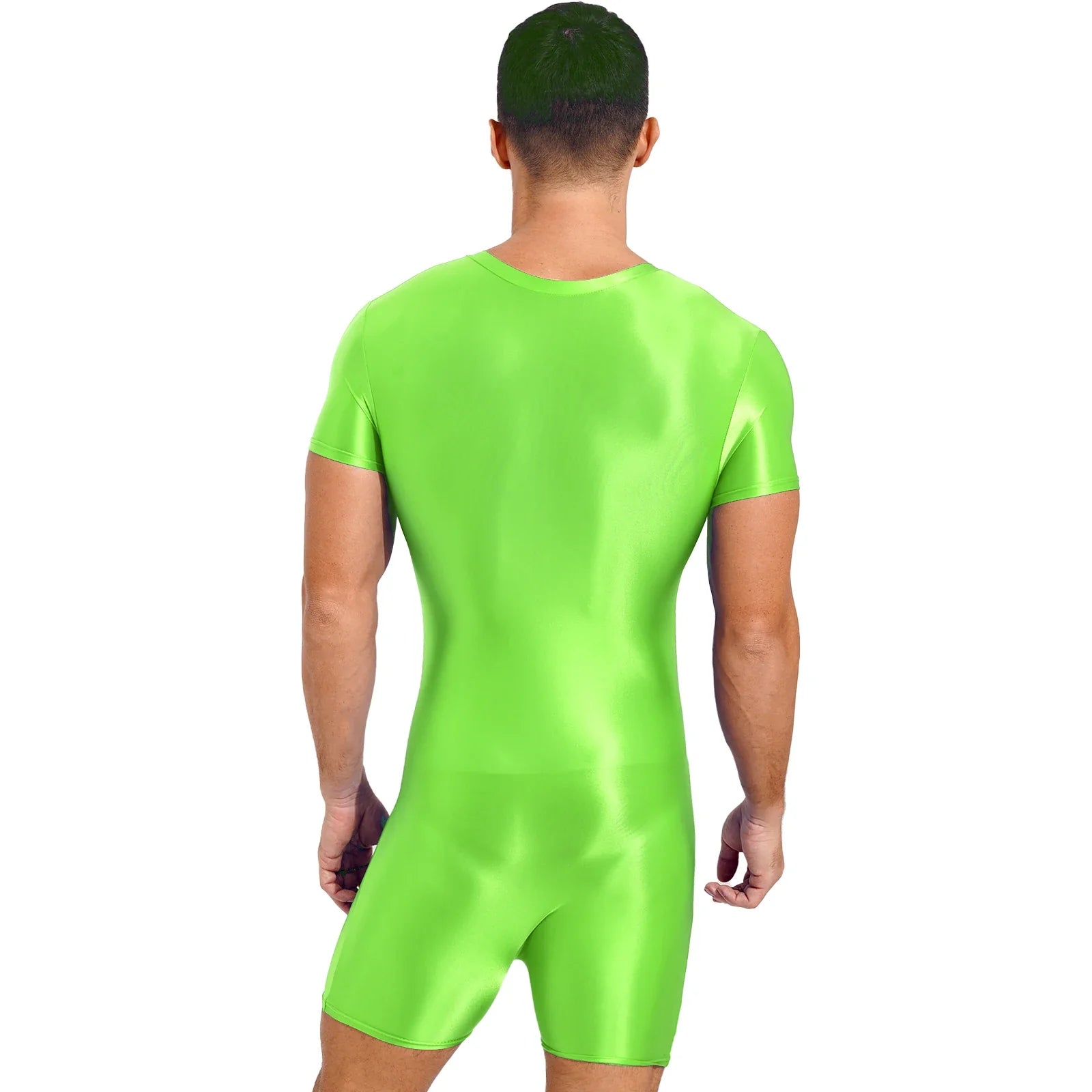 Neon Bold Glossy Zipper Men's Bodysuit