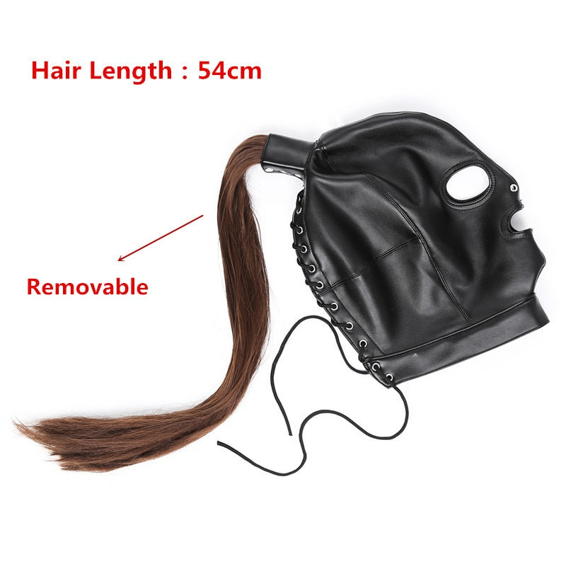 Bondage Slave Hood with Removable Hair
