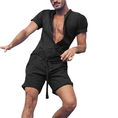 V Neck Short Sleeve Casual Romper