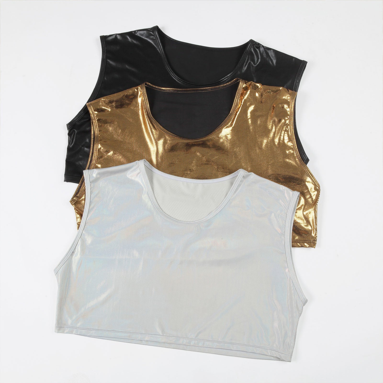 Shimmering Stage Star Sleeveless Crop Top & Briefs (2-Piece Set)
