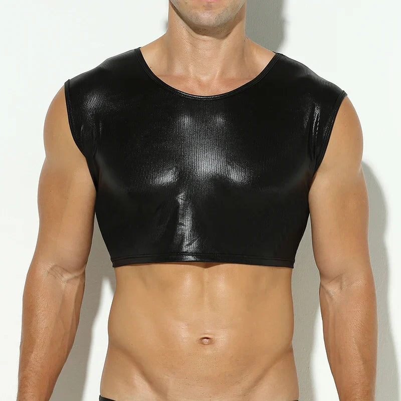 Shimmering Stage Star Sleeveless Crop Top & Briefs (2-Piece Set)