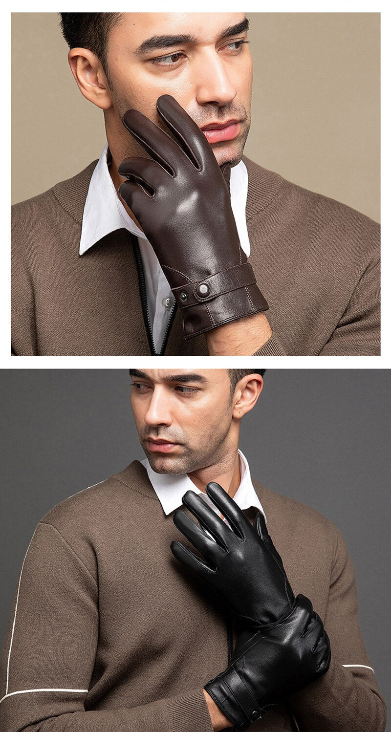 Sexy Men's Sheepskin Leather Gloves