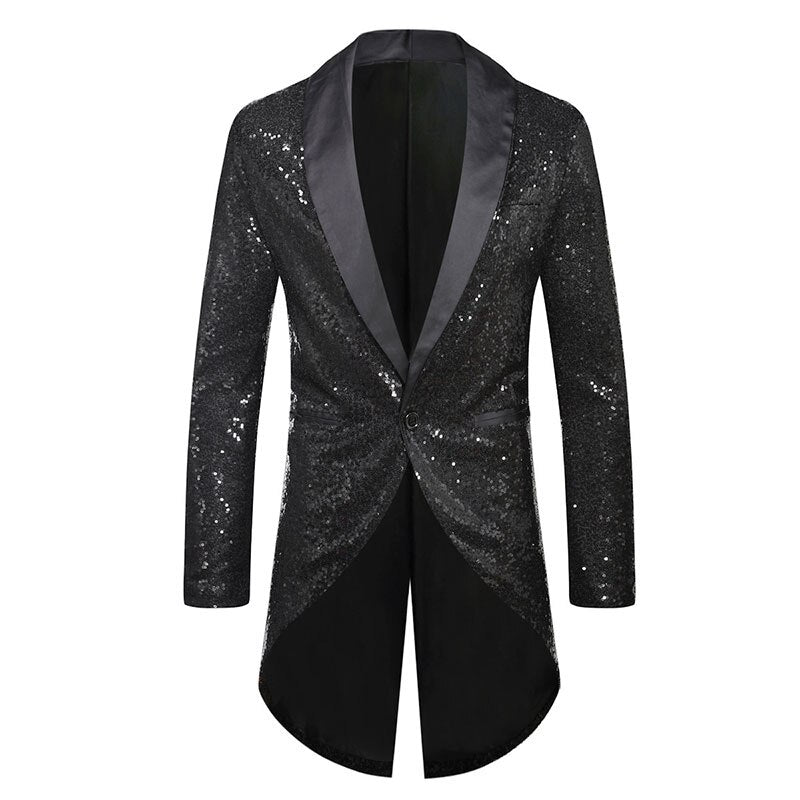 Shiny Rainbow Sequin Tuxedo Jacket