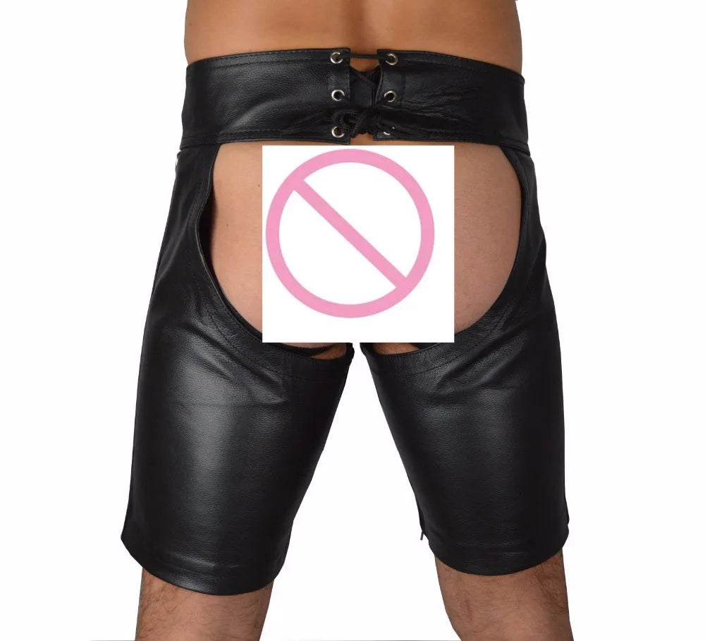 Tight Backless PU Leather Shorts for Men