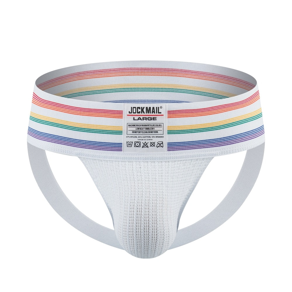 JOCKMAIL Rainbow Wide Waistband Athletic Jockstrap