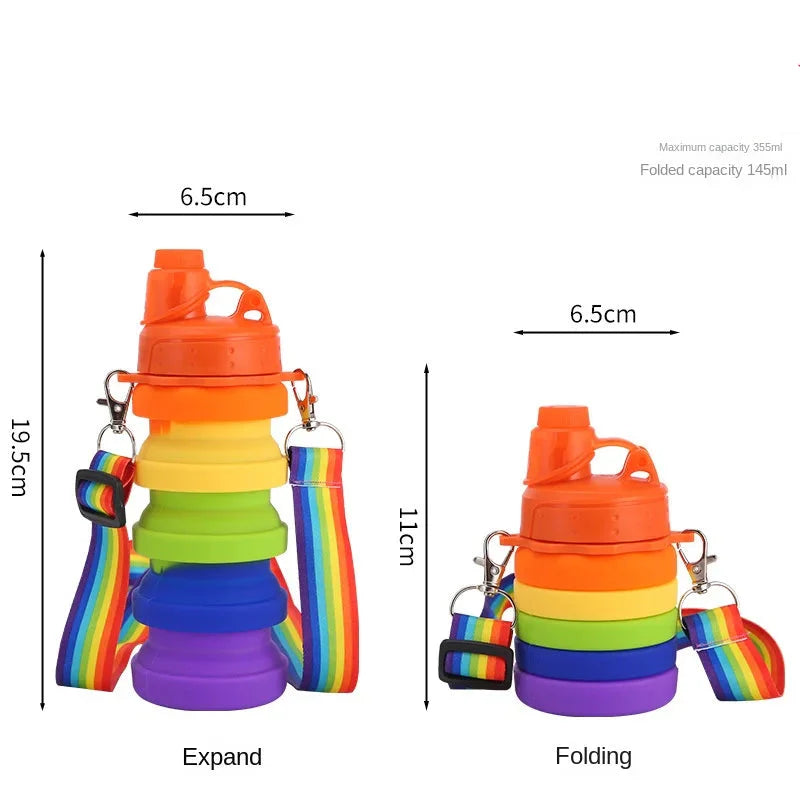 Collapsable Gay Water Bottle With LGBT Lanyard