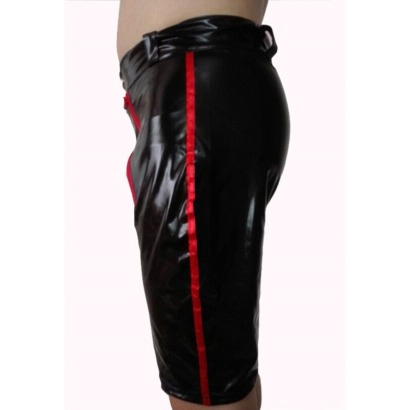 PU Leather Easy Access Men's Shorts
