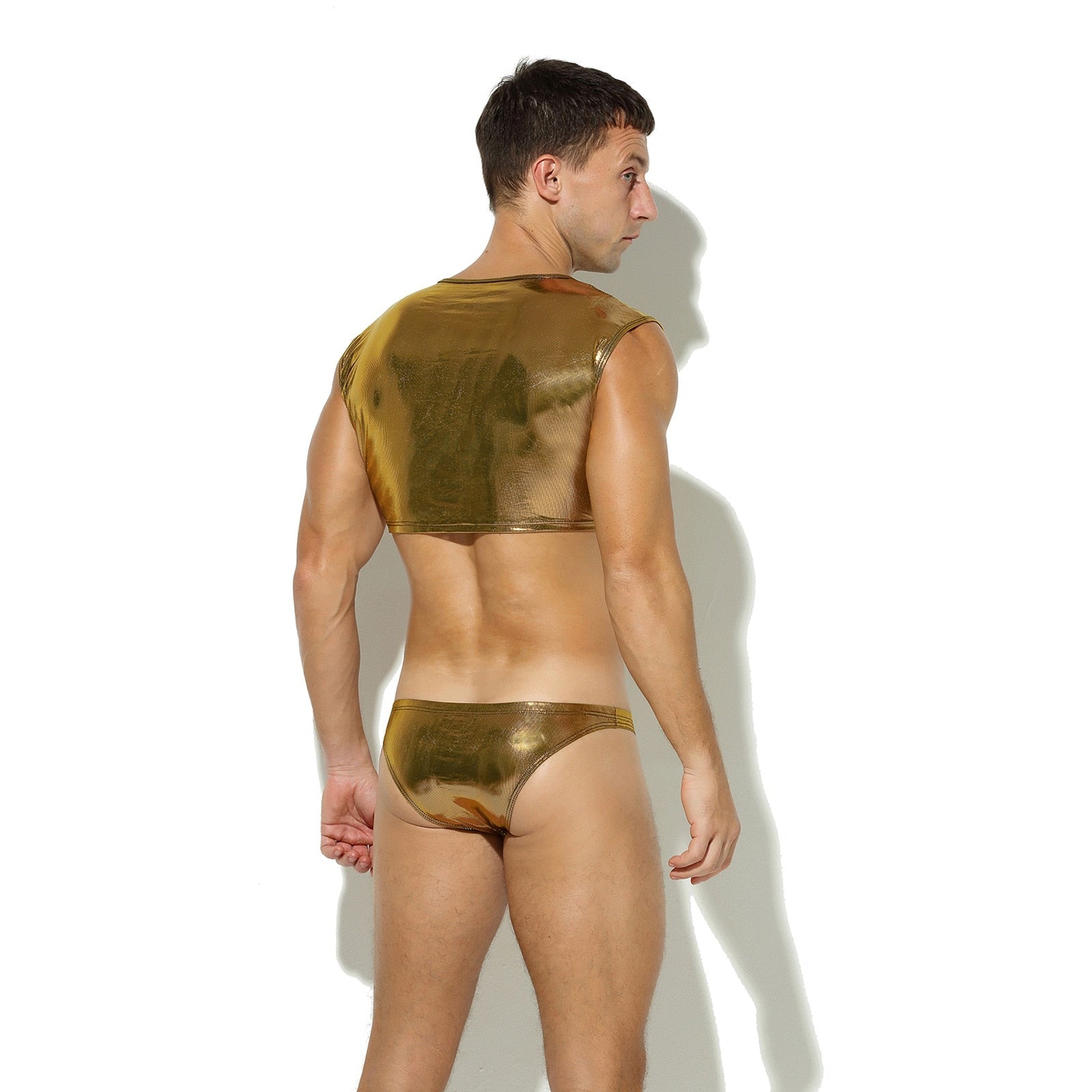 Shimmering Stage Star Sleeveless Crop Top & Briefs (2-Piece Set)
