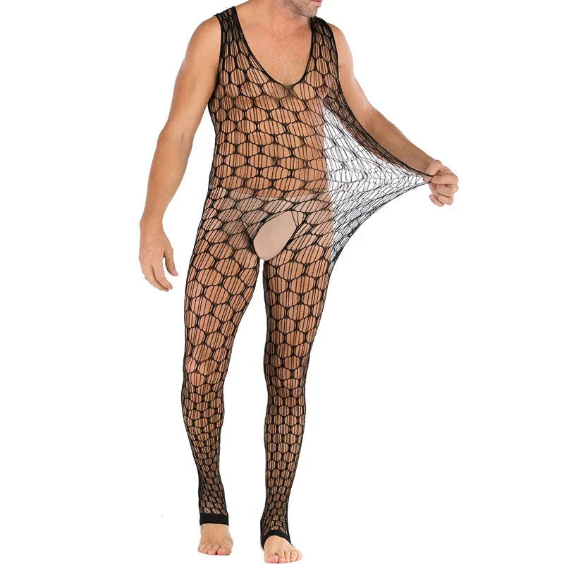 Hollow Temptation Men's Fishnet Pantyhose